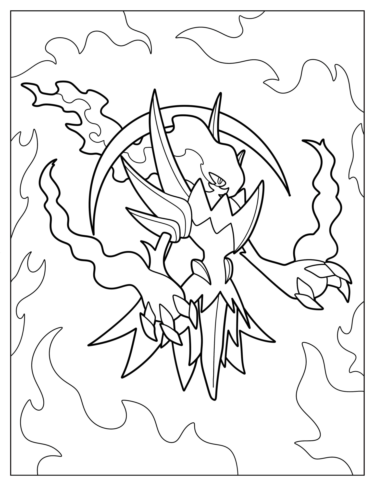 Darkrai Surrounded By Fire Coloring Page