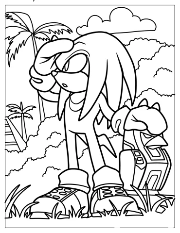 Knuckles Outside Of The Mystic Temple Coloring Page