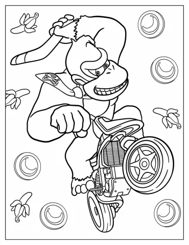 Donkey Kong Racing In Mario Kart To Color