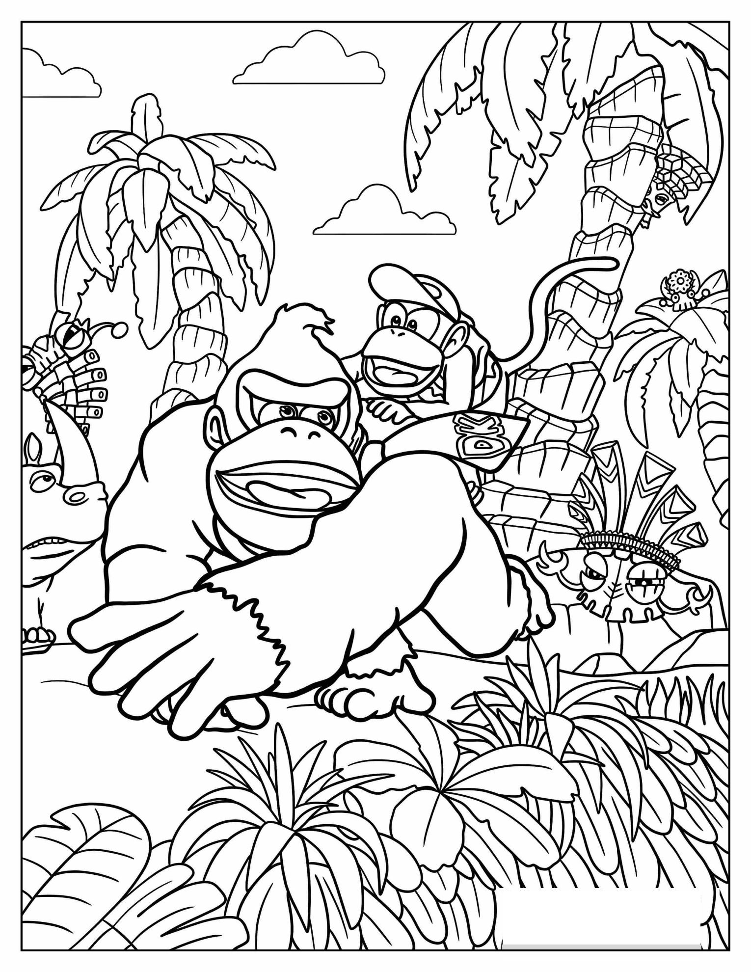 Detailed Donkey Kong Coloring Page