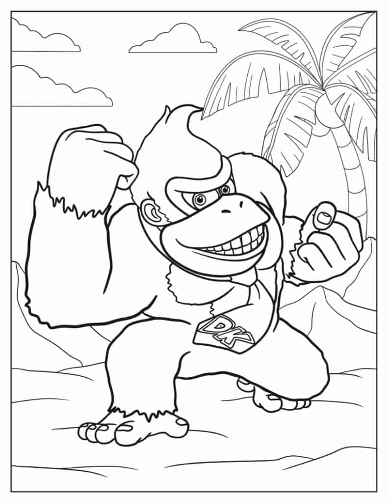 Coloring Page Of Donkey Kong In The Jungle