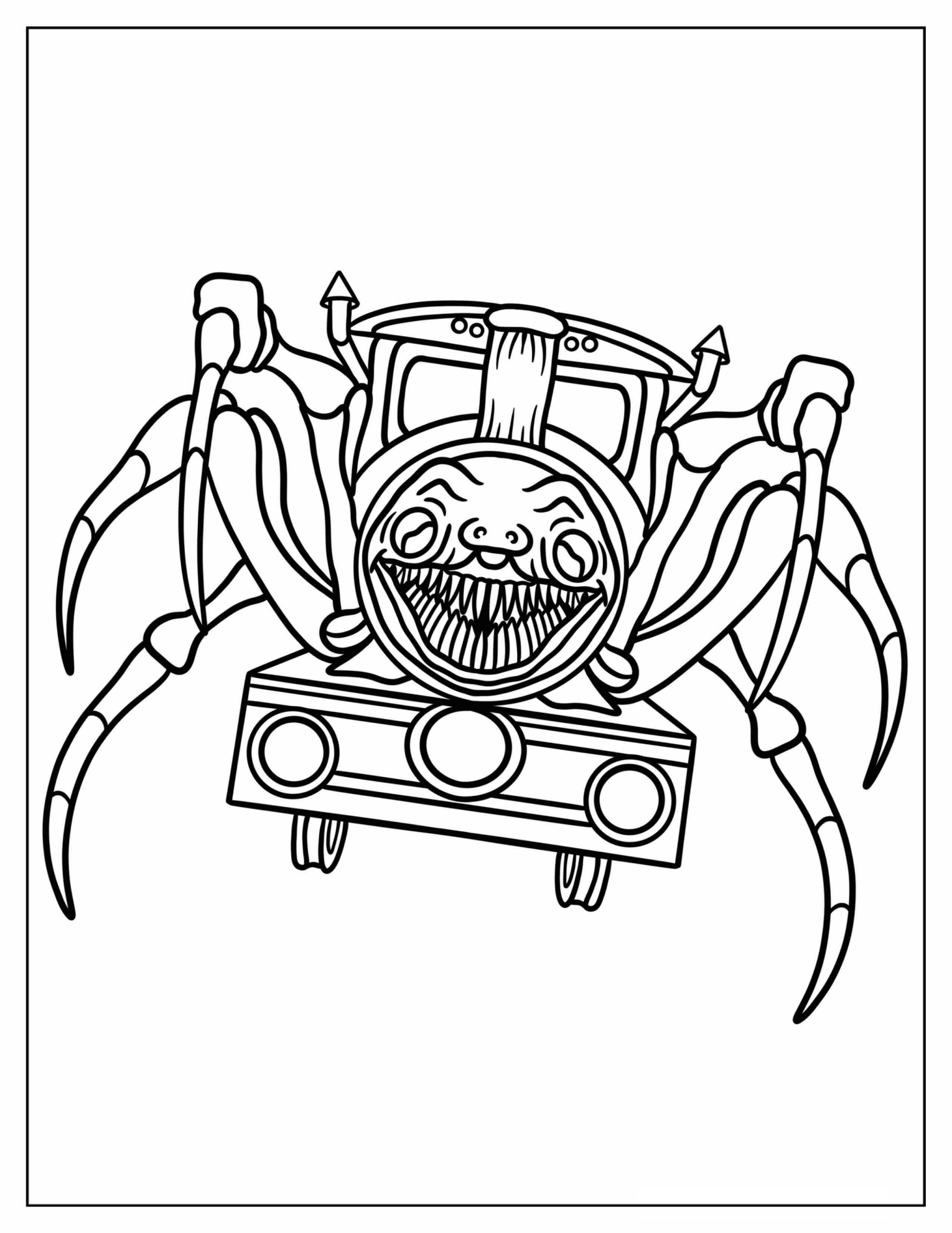 Detailed Scary Choo Choo Charles Coloring Sheet