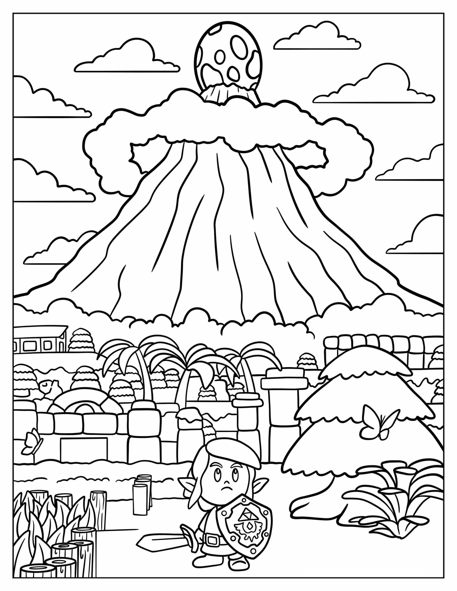 Chibi Link At The Bottom Of Mount Tamaranch Coloring Page