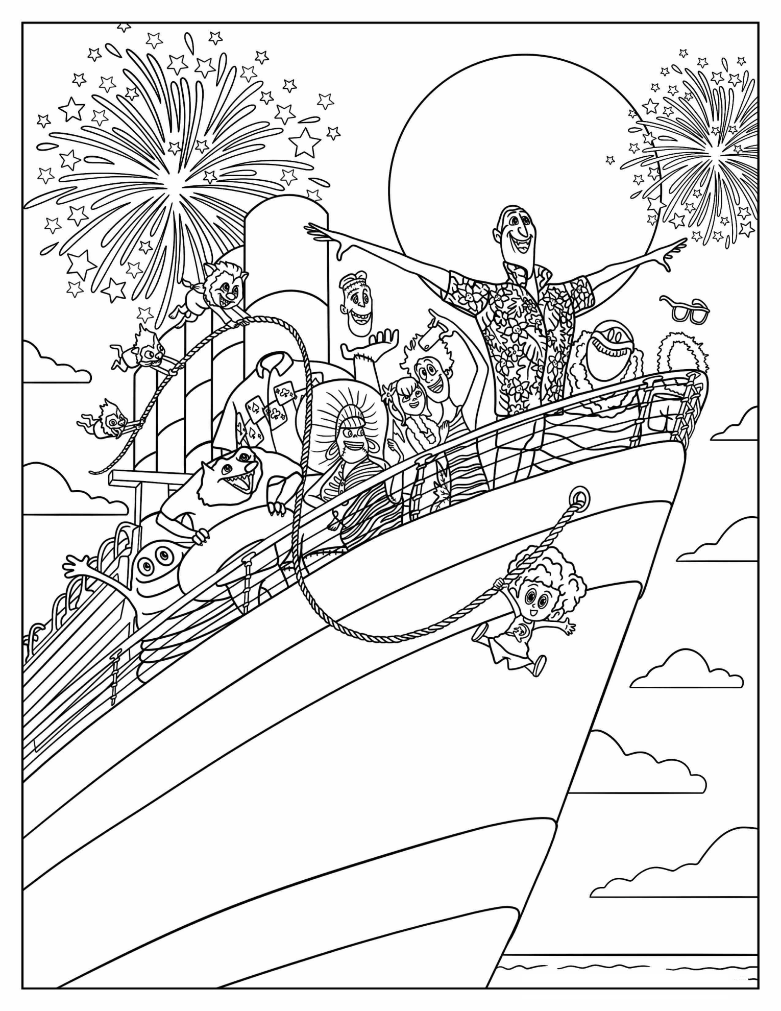 Dracula, Mavis, Jonathan, Dennis, And Friends On A Ship