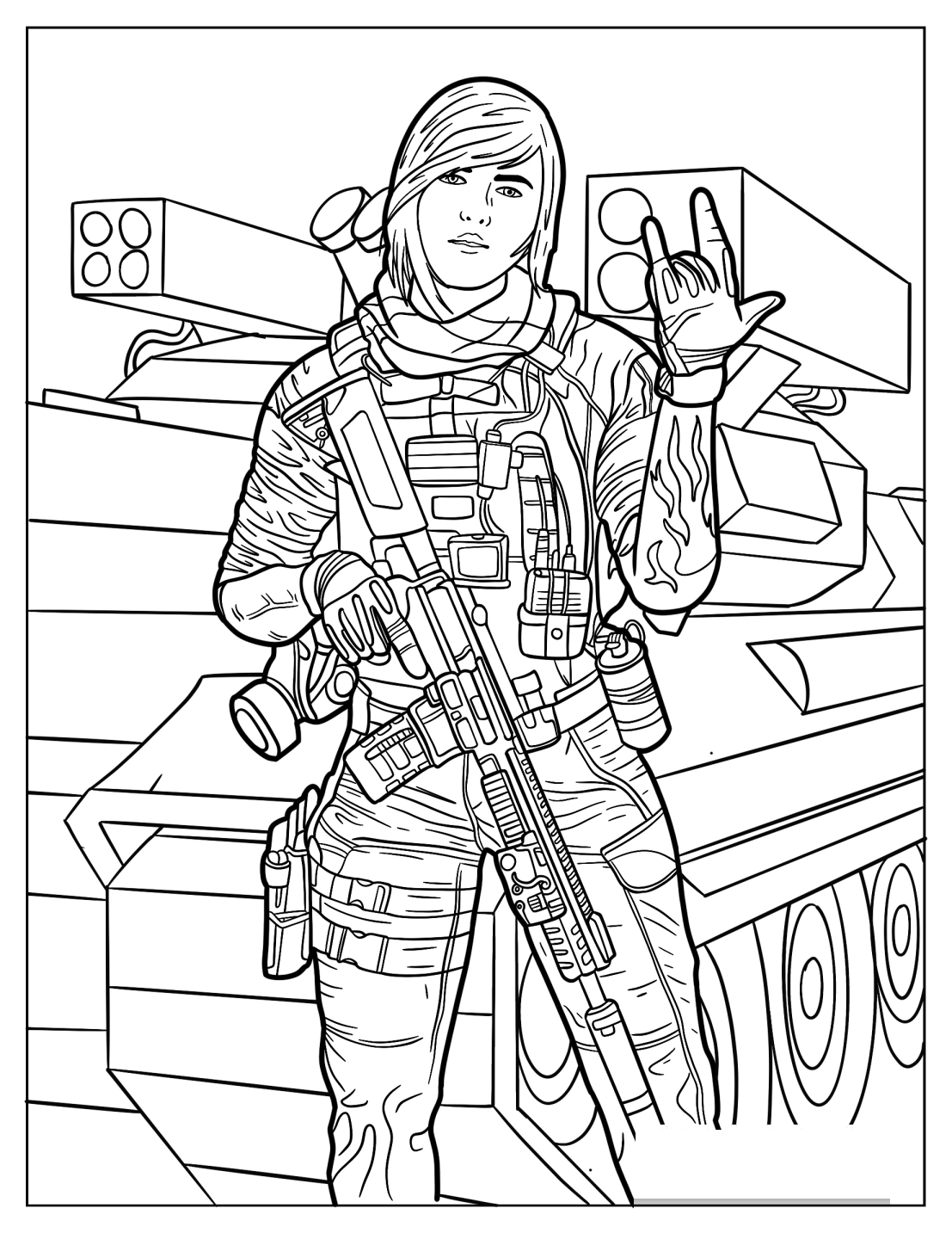 Call Of Duty Warcom Operator Mara Coloring Page