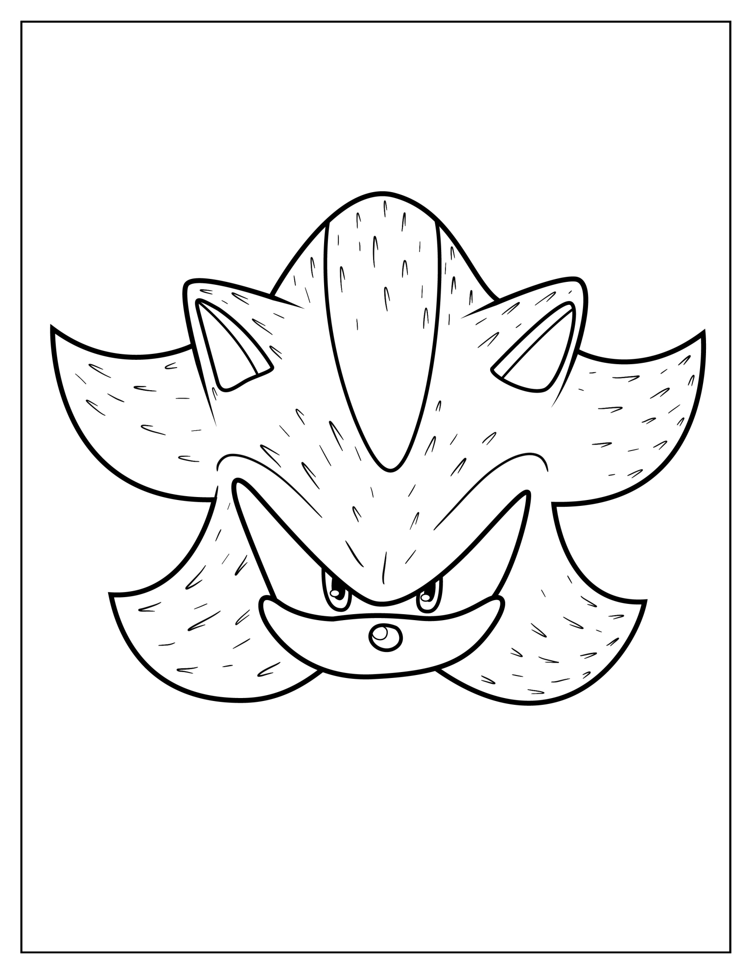 Simple Shadow The Hedgehog Face Coloring Sheet For Kids