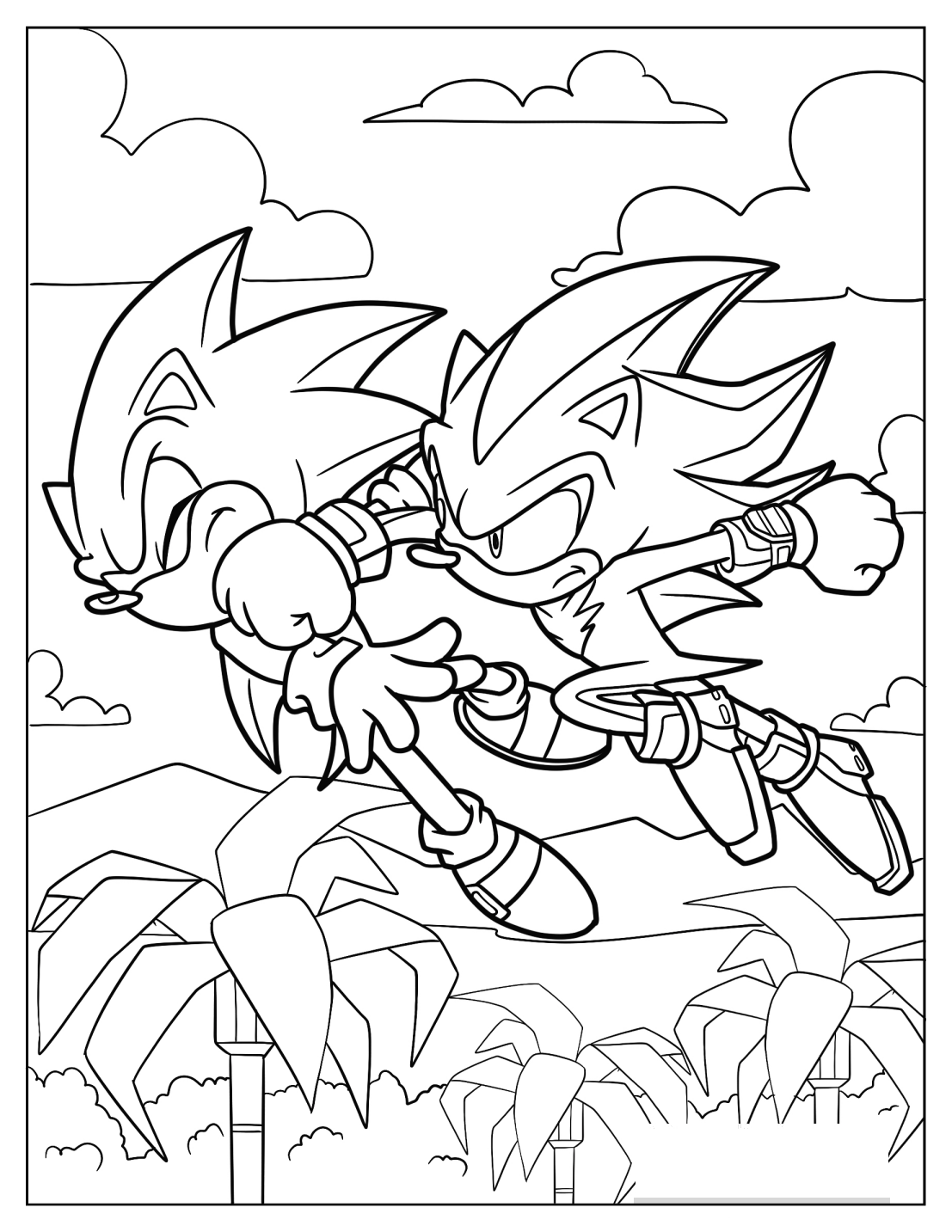 Shadow Punching Sonic Coloring Page