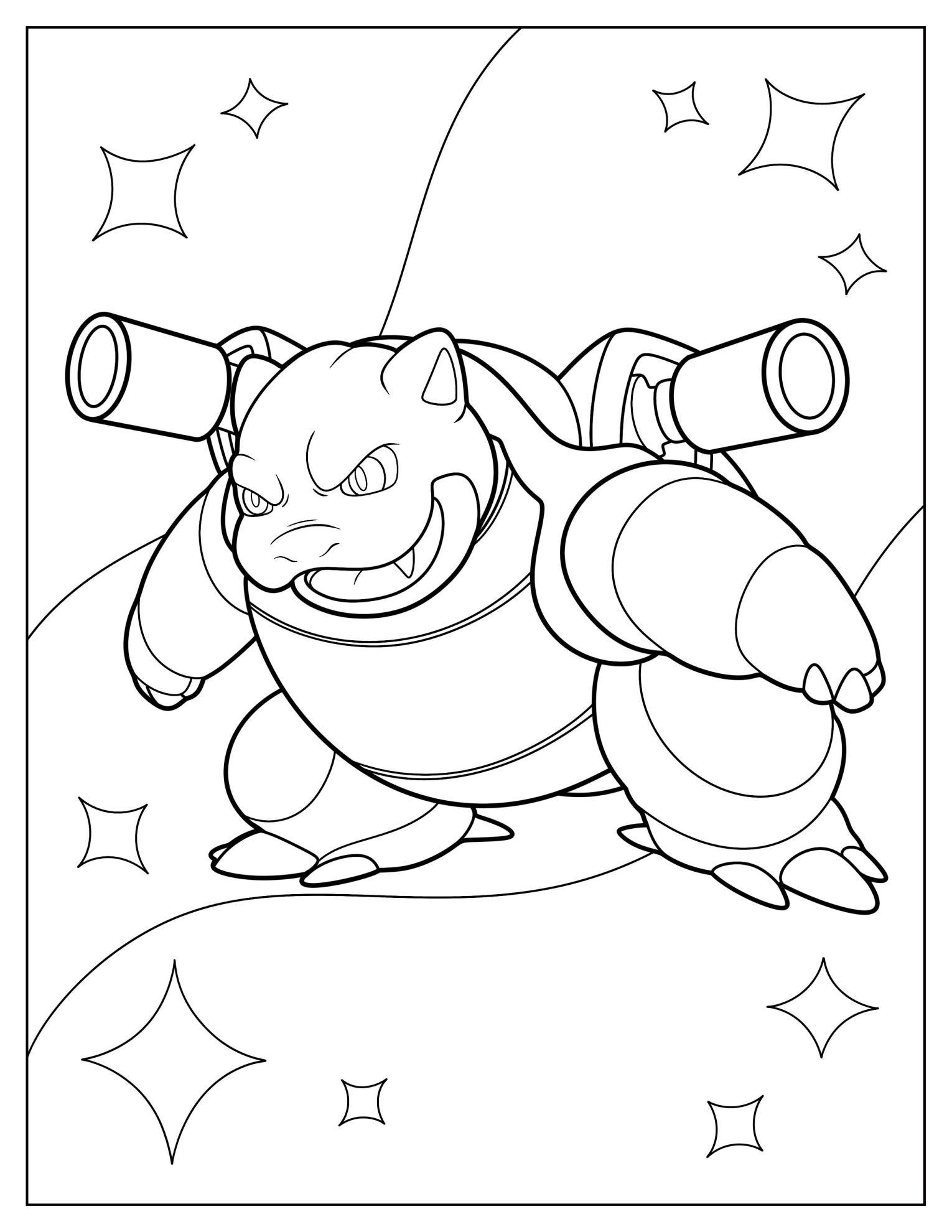 Smiling Mega Blastoise Coloring Sheet