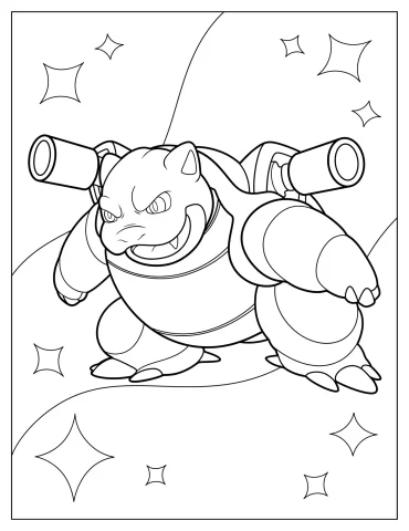 Smiling Mega Blastoise Coloring Sheet