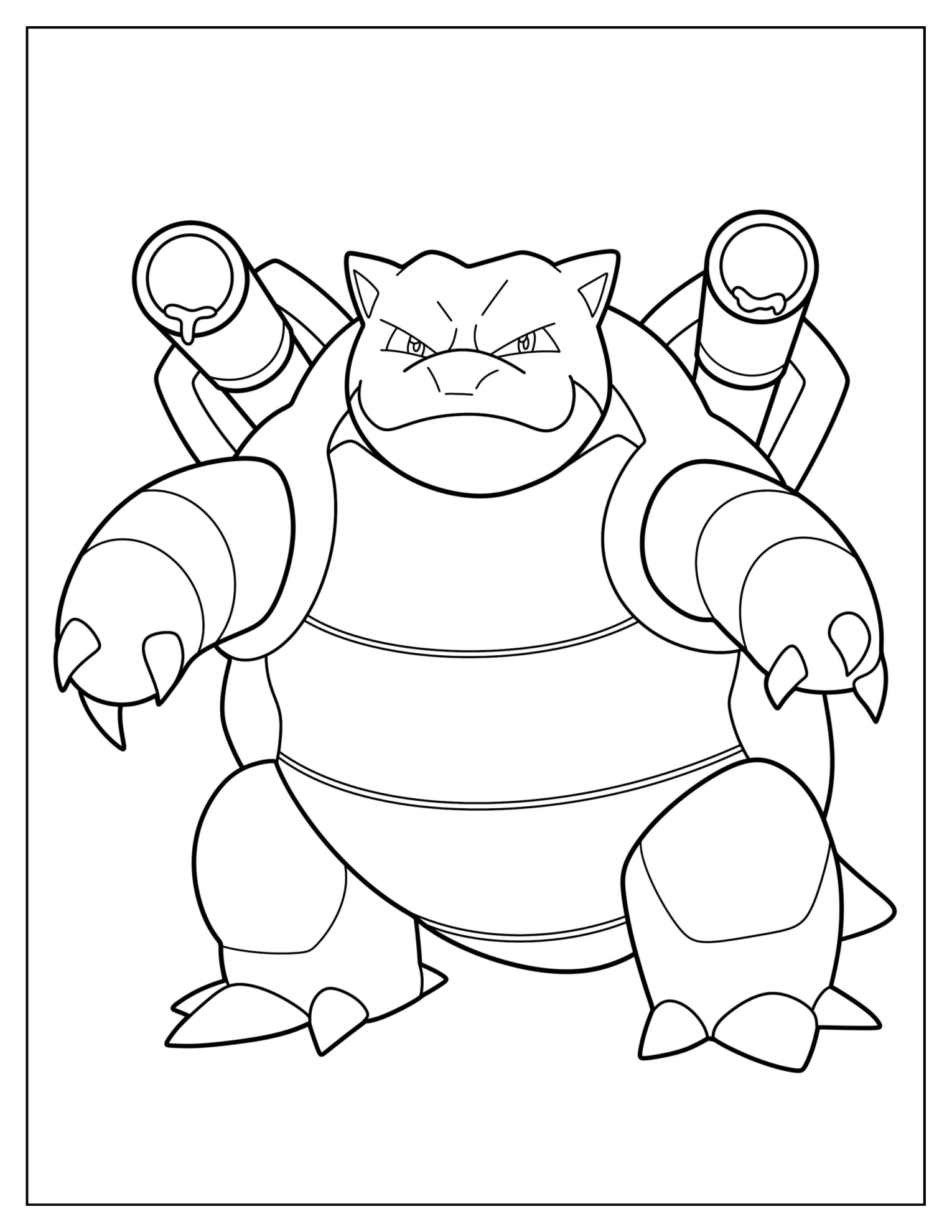Easy Mega Blastoise Coloring Page For Kids
