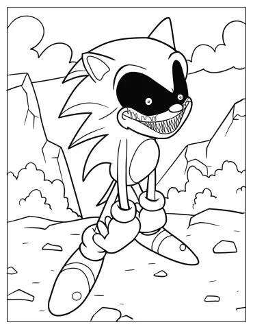 Sonic Exe Showing Sharp Teeth Coloring Page
