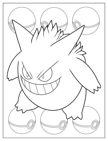 Scary Gengar Outline Coloring Sheet