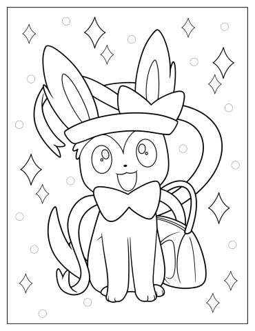 Happy Sylveon Carrying Handbag Coloring Sheet