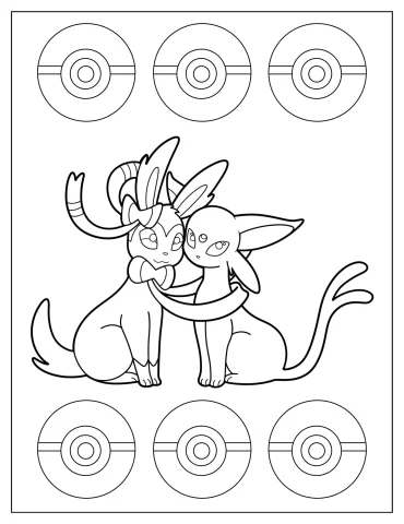 Sylveon Hugging Espeon With Ribbons