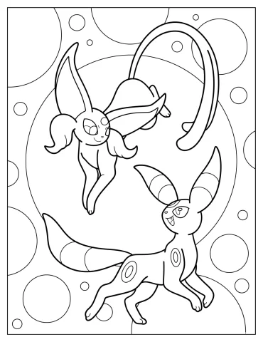Umbreon Playing With Sylveon Coloring Page