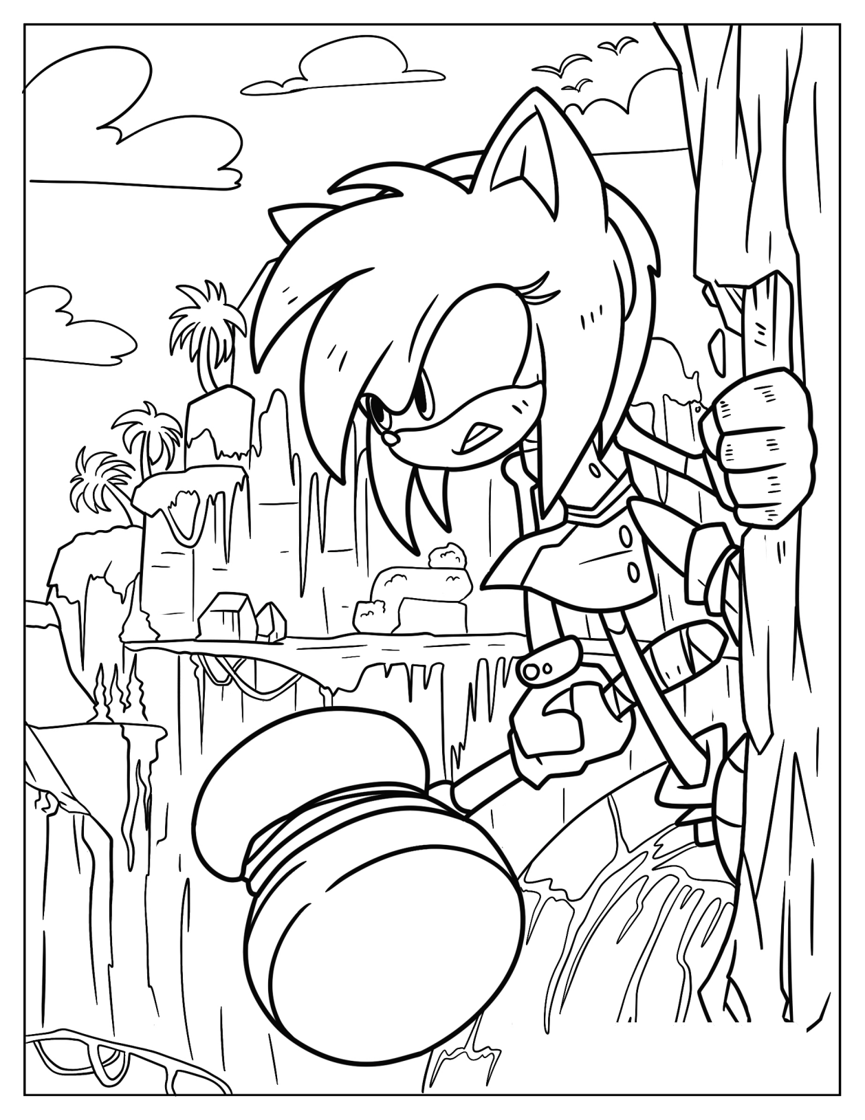 Angry Amy Rose Holding Piko Hammer On The Edge Of Angel Island