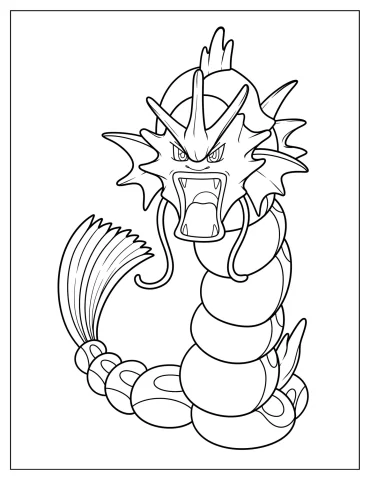 Simple Outline Of Gyarados Coloring Page For Kids