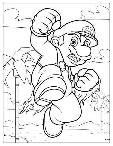 Mario In Super Smash Bros Coloring Page For Kids