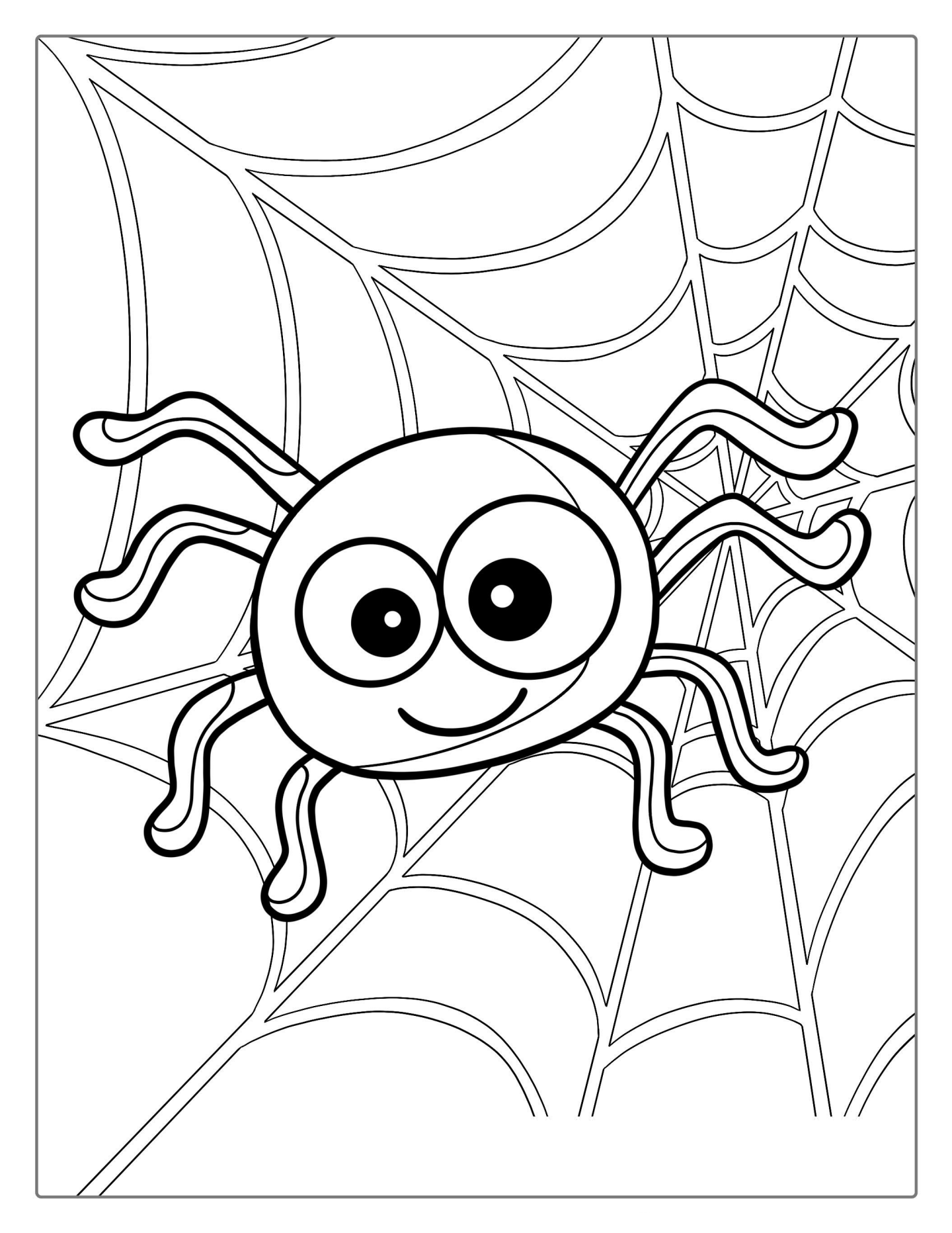 Cute Cartoon Spider On Web