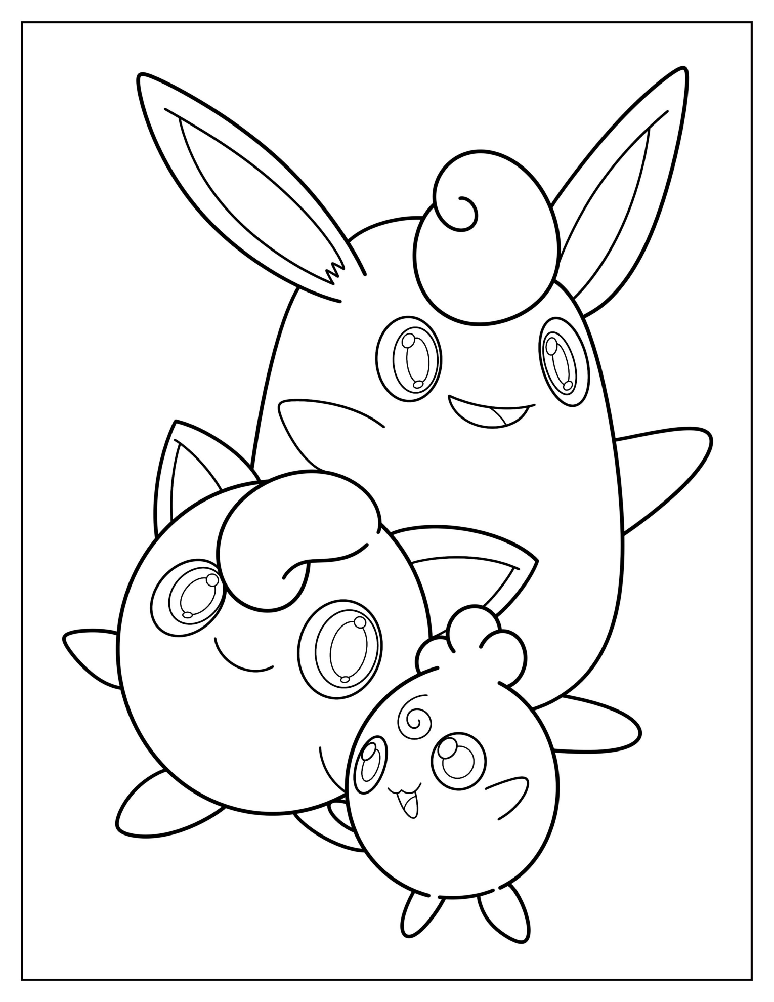 Igglybuff, Jigglypuff, And Wigglytuff Coloring Page