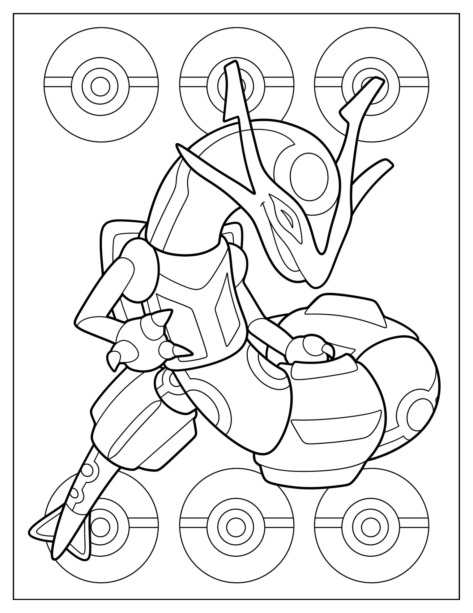 Smiling Rayquaza Coloring Sheet