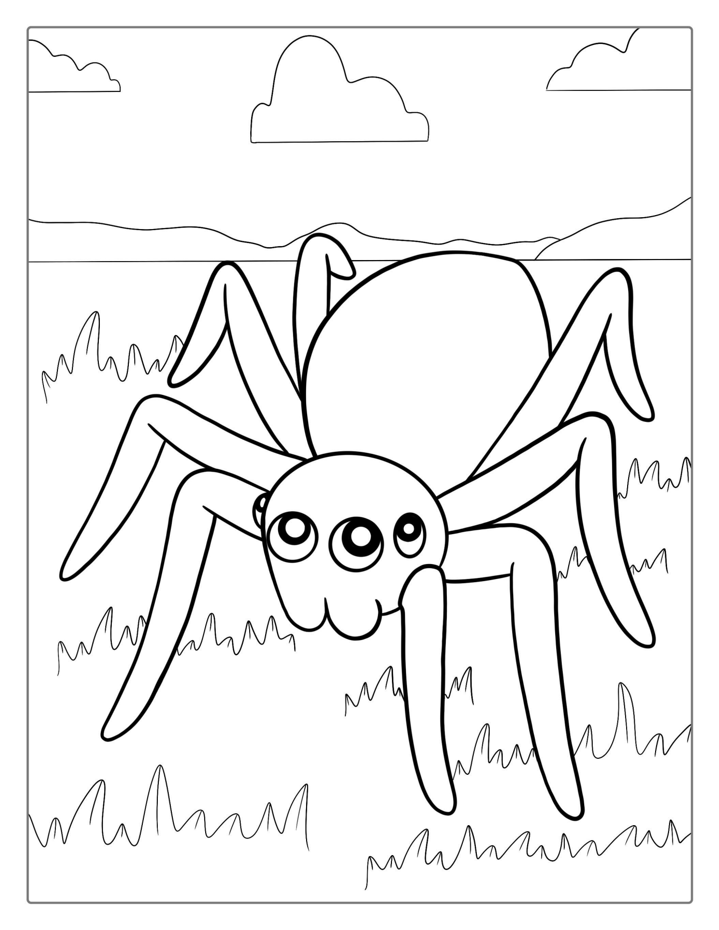Simple Outline Of Spider To Color