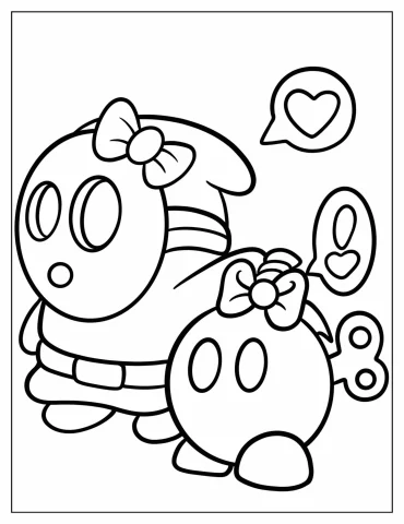 Pink Shy Guy Petting Bomb Ombs Coloring Page For Kids