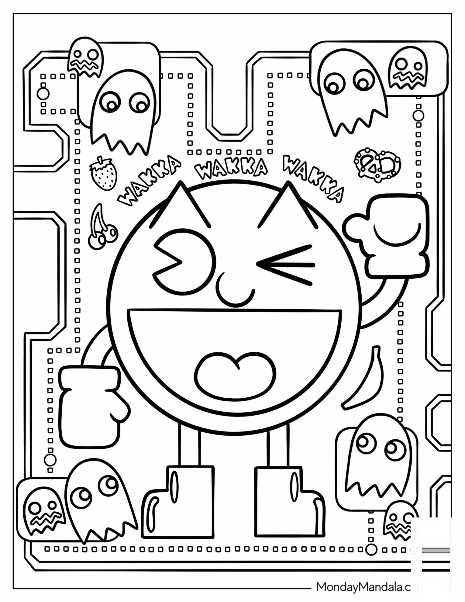 Victorious Pac-Man Winking With Ghosts In Background