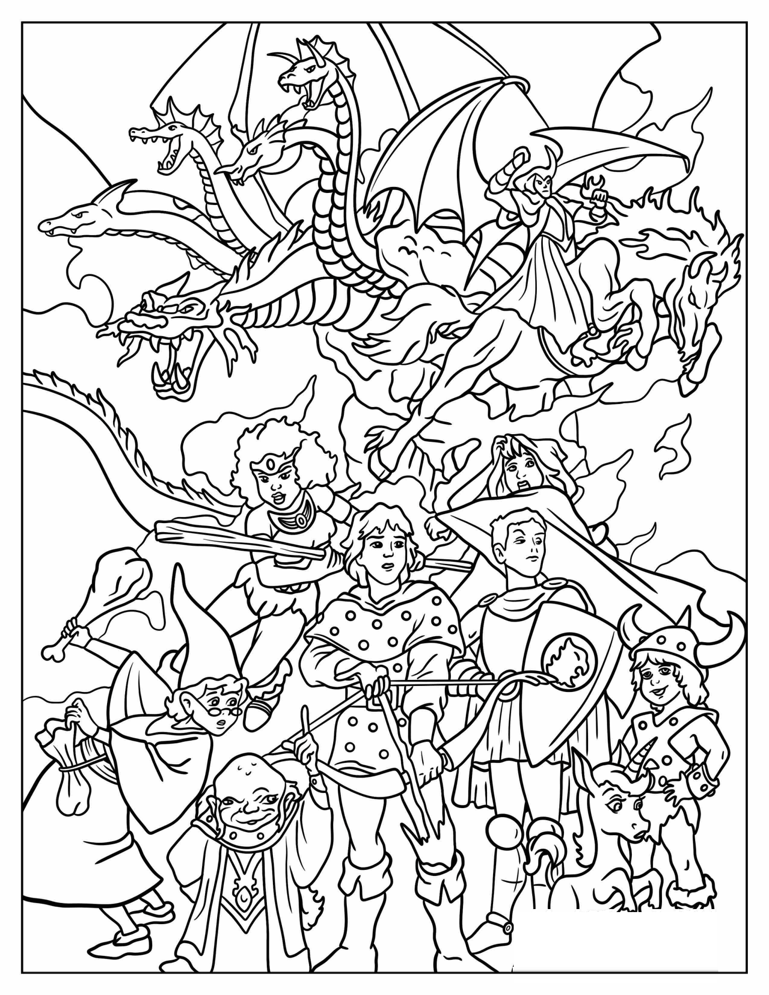 Dungeons And Dragons Gaming Poster Coloring Sheet For Kids