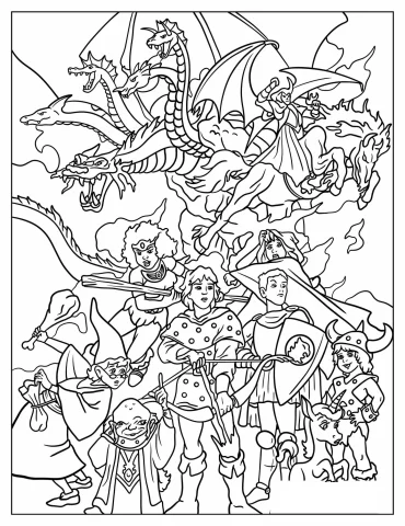 Dungeons And Dragons Gaming Poster Coloring Sheet For Kids