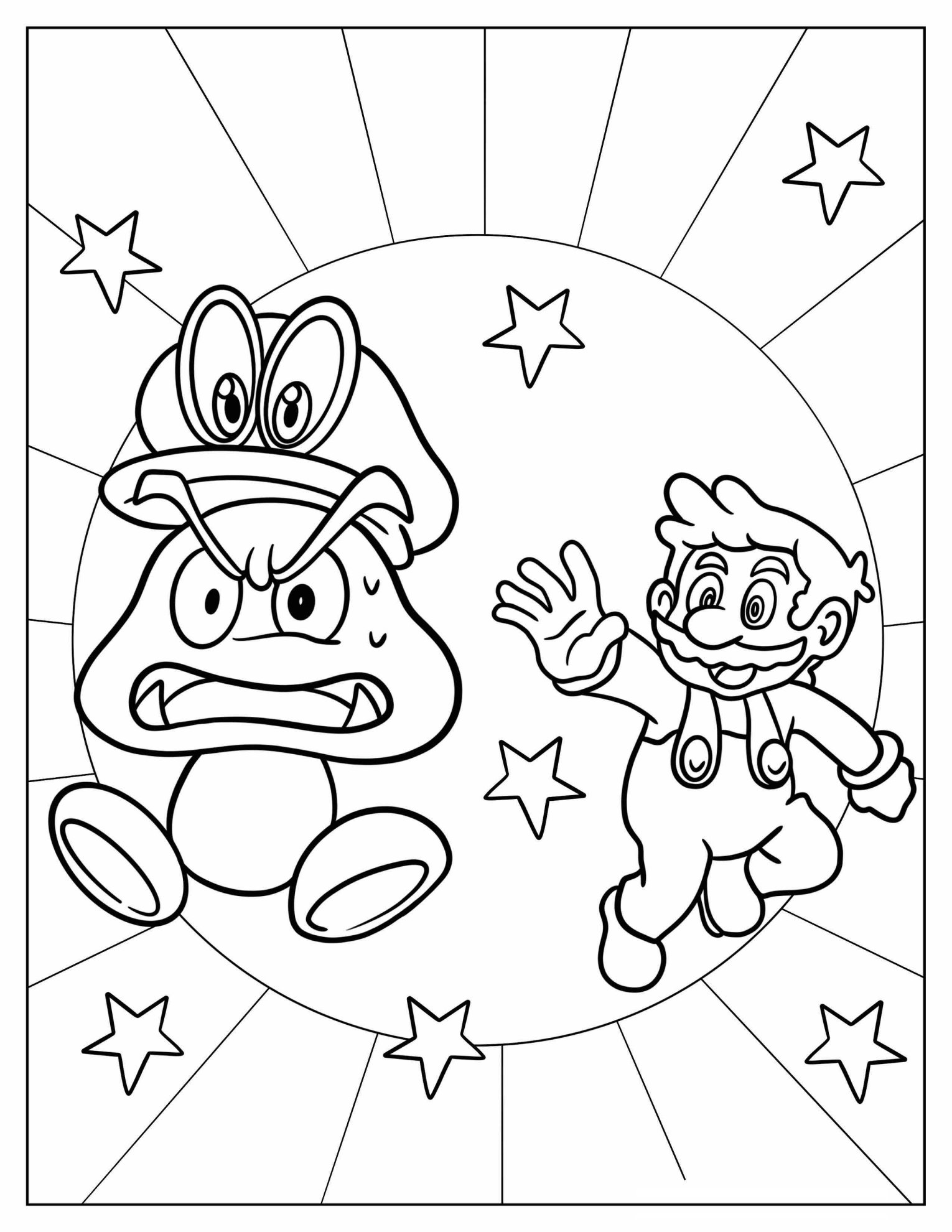 Goomba Stealing Mario s Hat Coloring Sheet