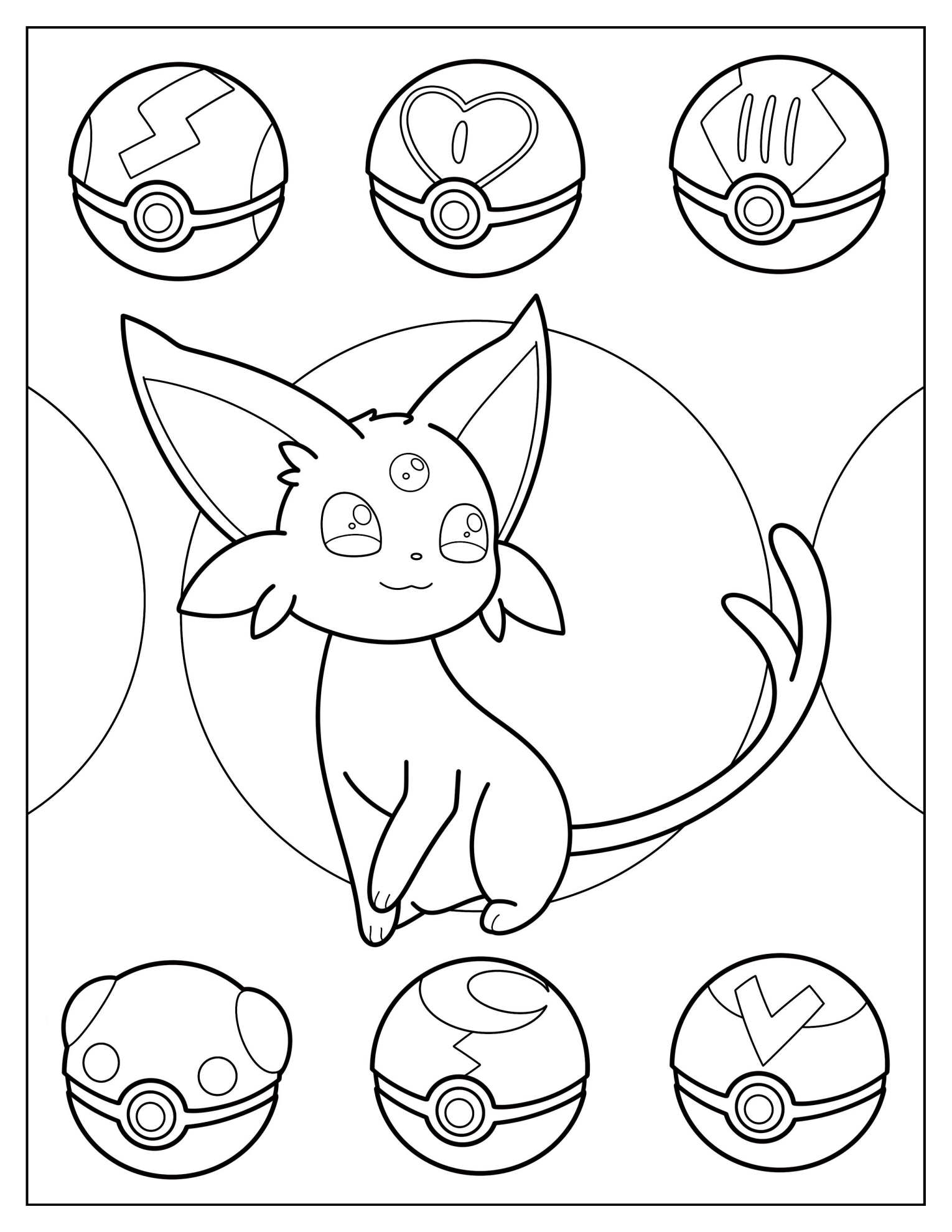 Tiny Espeon Smiling Coloring Page