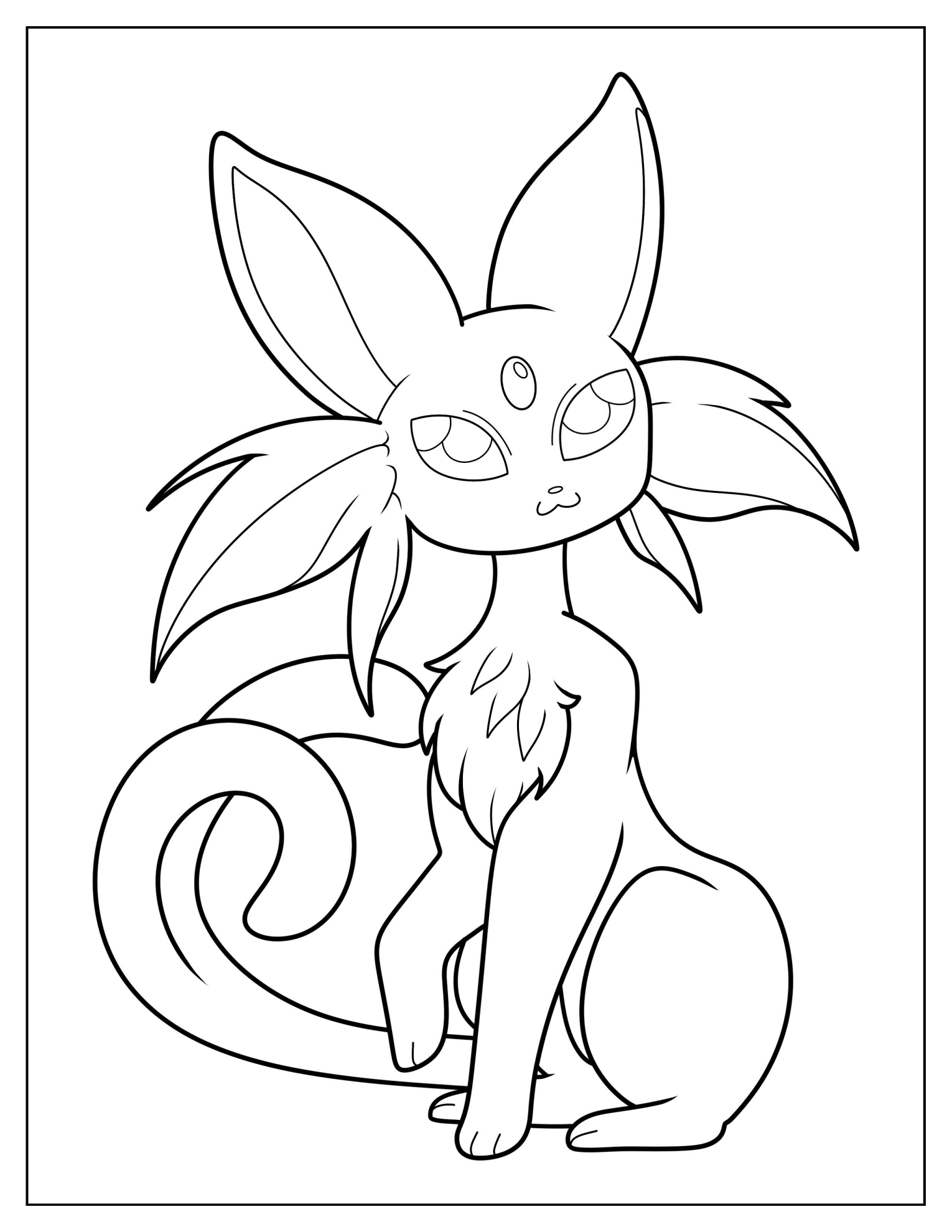 Furry Espeon Coloring Sheet