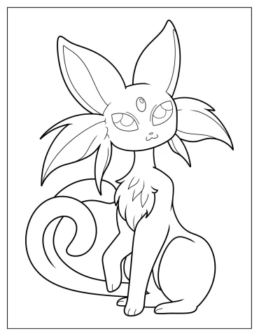 Furry Espeon Coloring Sheet