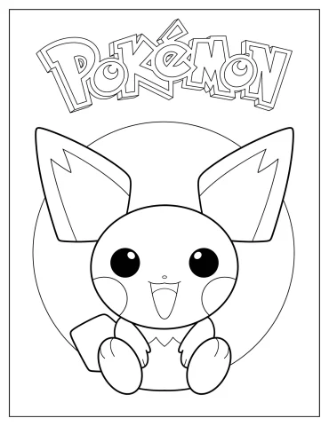 Pichu Pokemon Poster Coloring Page For Kids