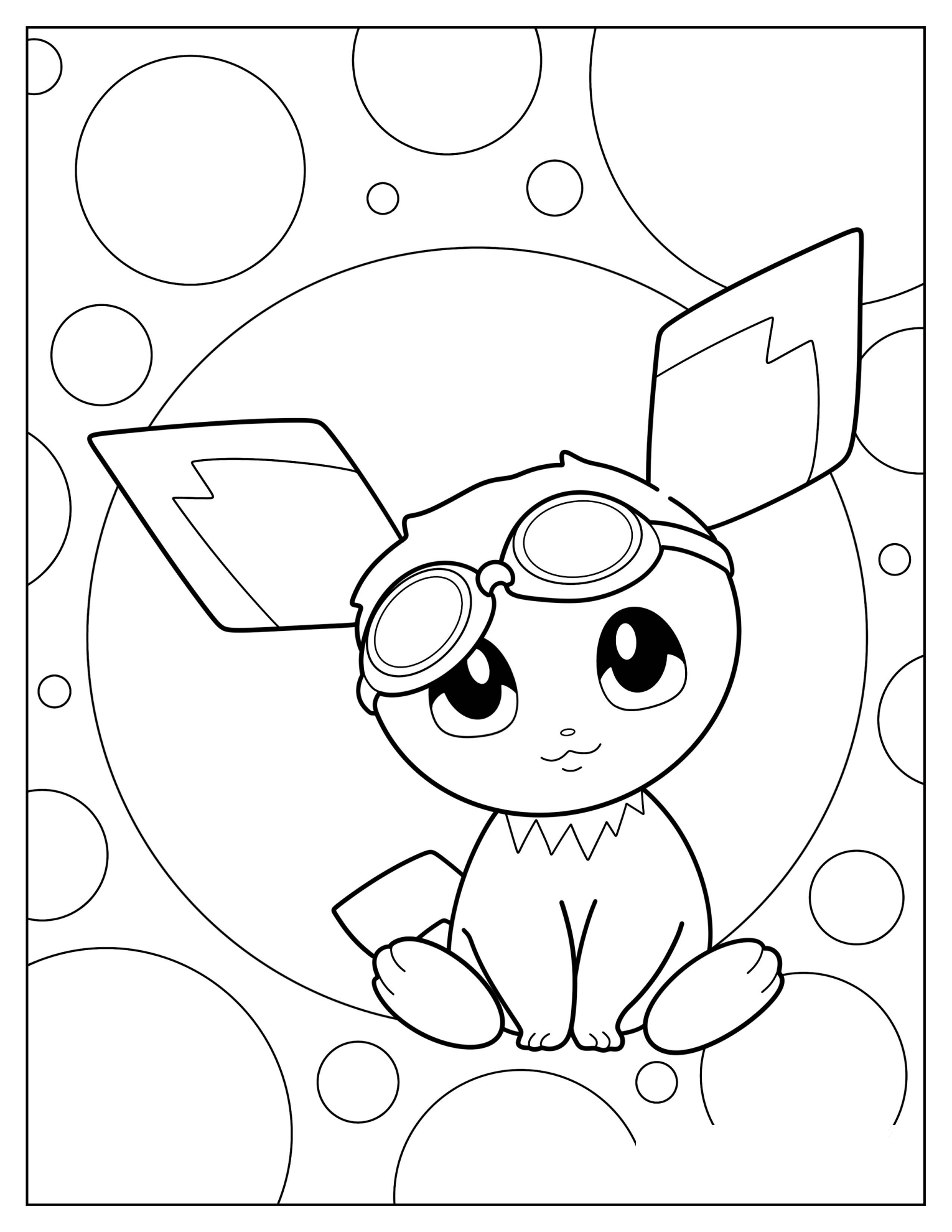 Cute Pichu Wearing Goggles Coloring Page For Kids
