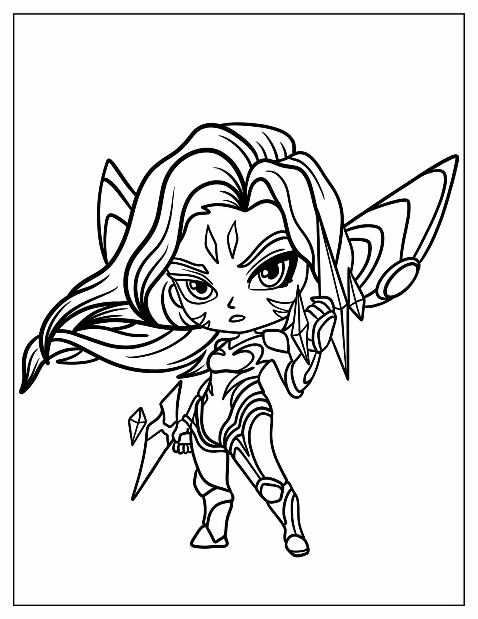 Kawaii Chibi Kai Sa Coloring Page For Kids