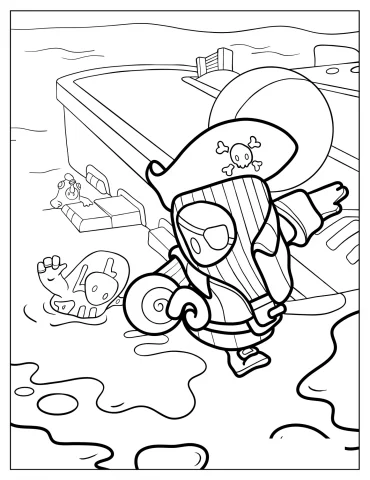 Bean In Pirate Costume Being Chased By Square Camo Skin Bean