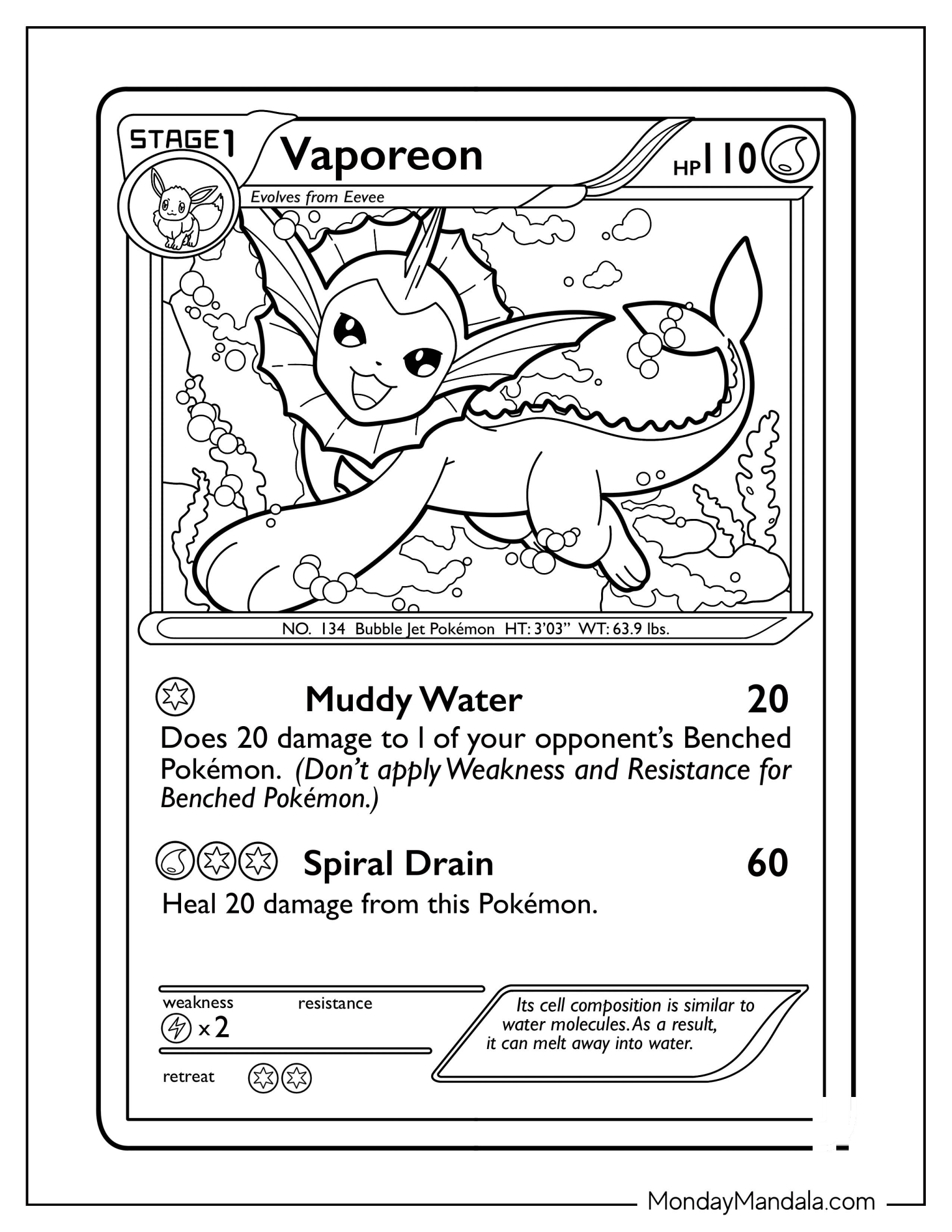 Vaporeon Spiral Drain Pokemon Card