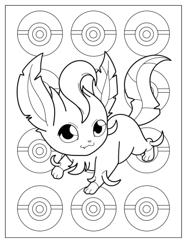 Kawaii Chibi Leafeon Coloring Sheet For Preschoolers