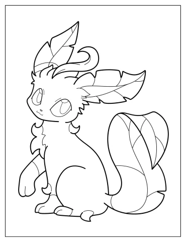 Simple Leafeon Outline Coloring Page For Kids