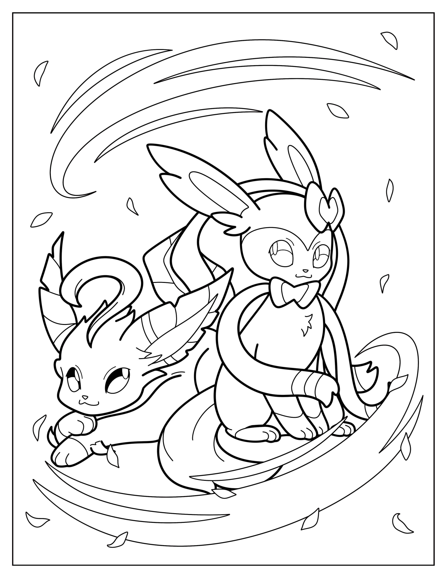 Sylveon With Leafeon Coloring Page