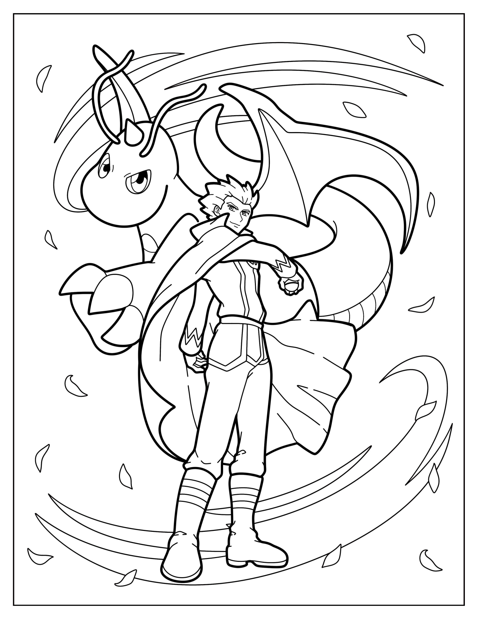Lance And Dragonite Coloring Sheet