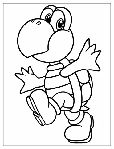 Easy Koopa Troopa Outline Coloring Page For Kids