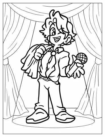 Senpai Winking On Stage With Microphone Coloring Sheet