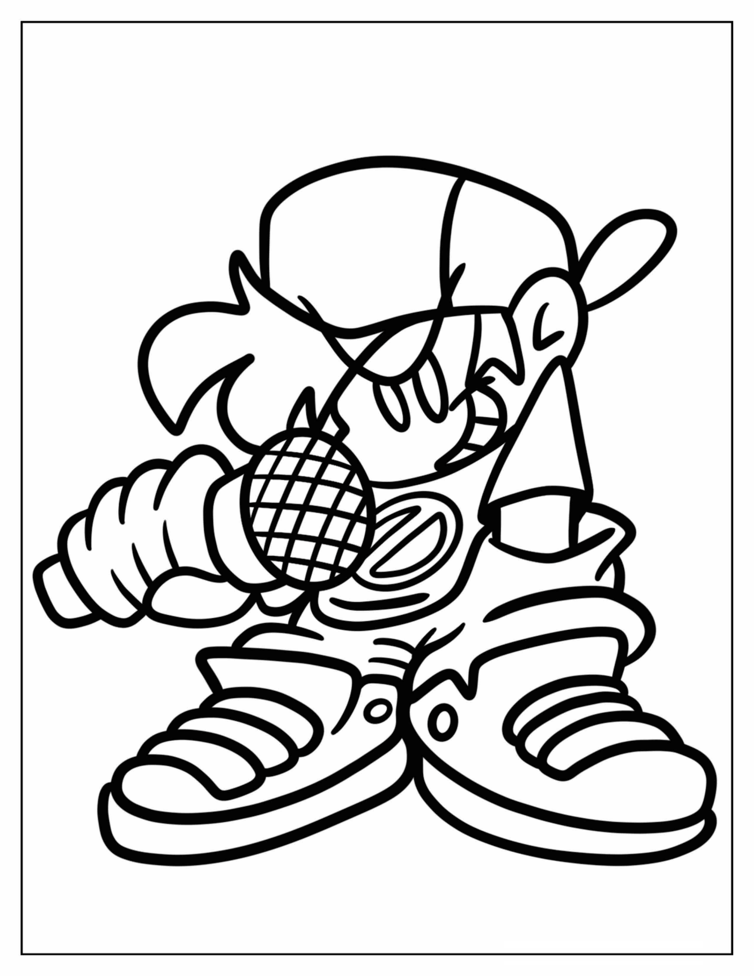 Cute Chibi Boyfriend Holding Microphone Coloring Page For Kids