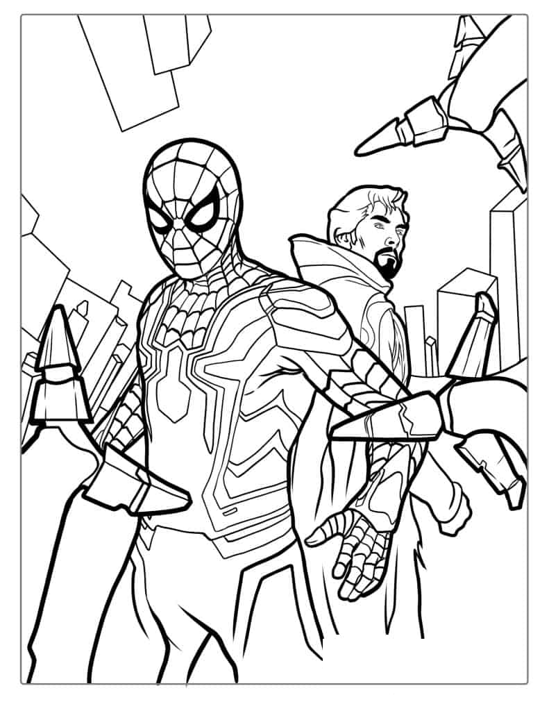 Spider-Man And Doctor Strange Coloring Sheet