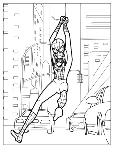Miles Morales In The City Coloring In