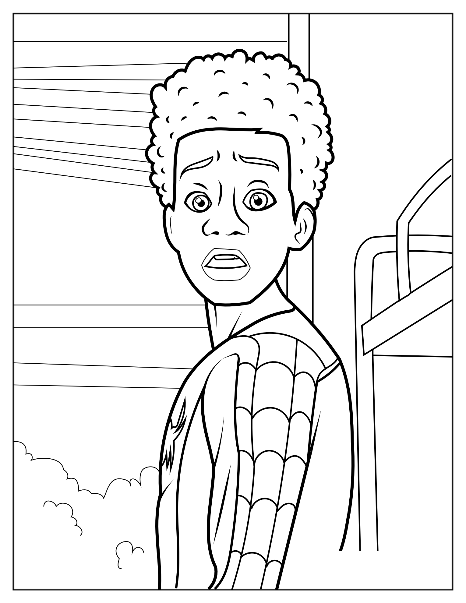 Close Up Of Miles Morales Coloring Sheet