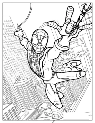 Miles Morales Swinging On Spider Web